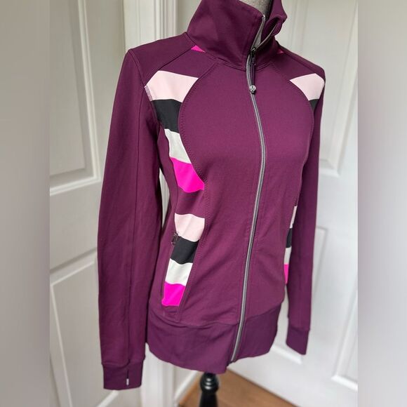 Lululemon Nice Asana Jacket Plum / Pow Stripe Raspberry Glo Light 10 - Picture 3 of 6